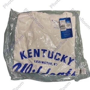 Champion White Tee with Blue Kentucky Lexington Front Print